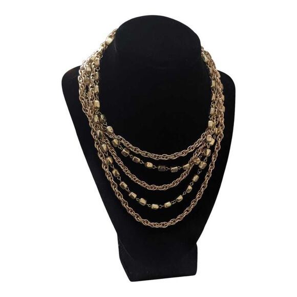 Vintage Coro‎ Necklace Gold Tone Ball Beaded Link Multi Strand Necklace - Picture 1 of 7